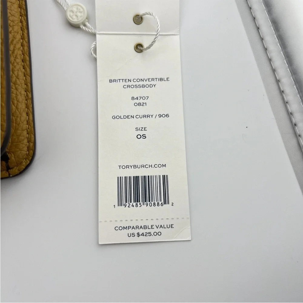 Tory Burch Britten Convertible Crossbody Mini Purse NWT Golden Curry Leather
